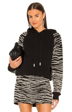 Retrofete Black & Silver Sequin Zebra-Stripe Hoodie